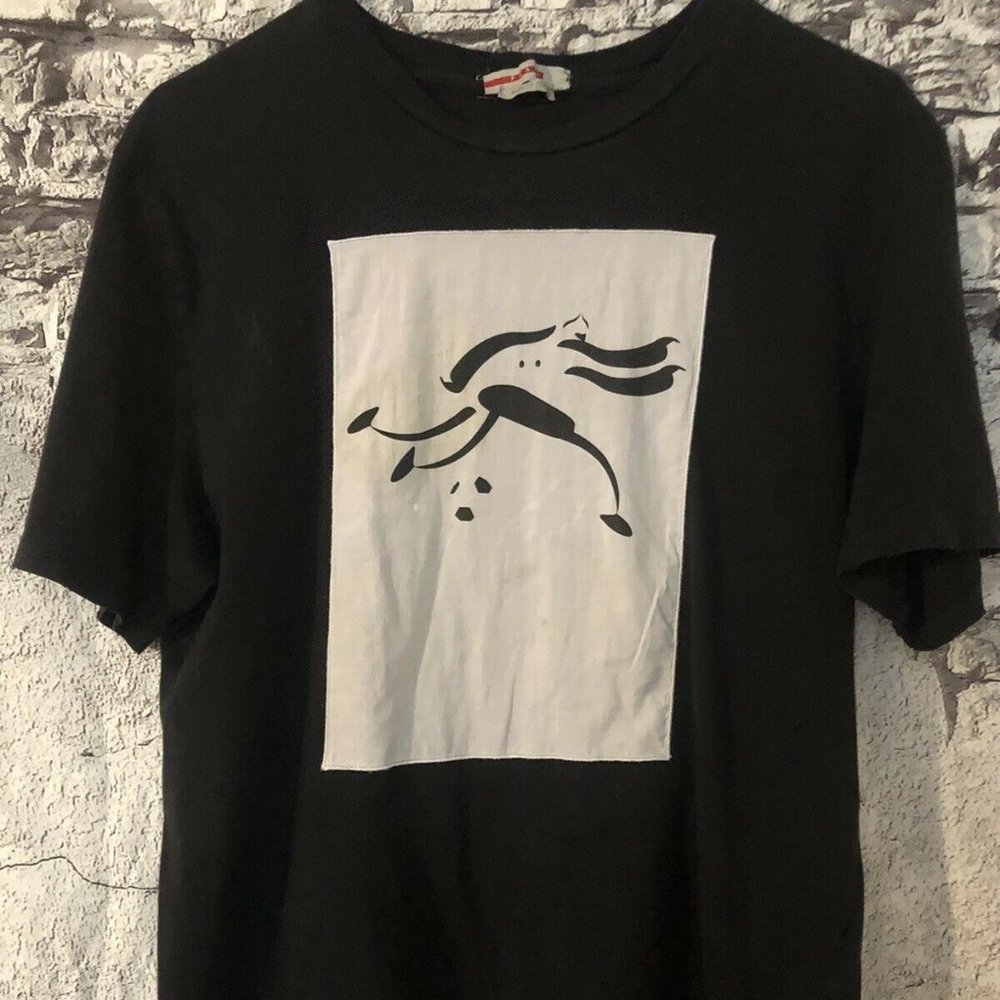 Prada Abstract Soccer Black Colorblock T-Shirt L